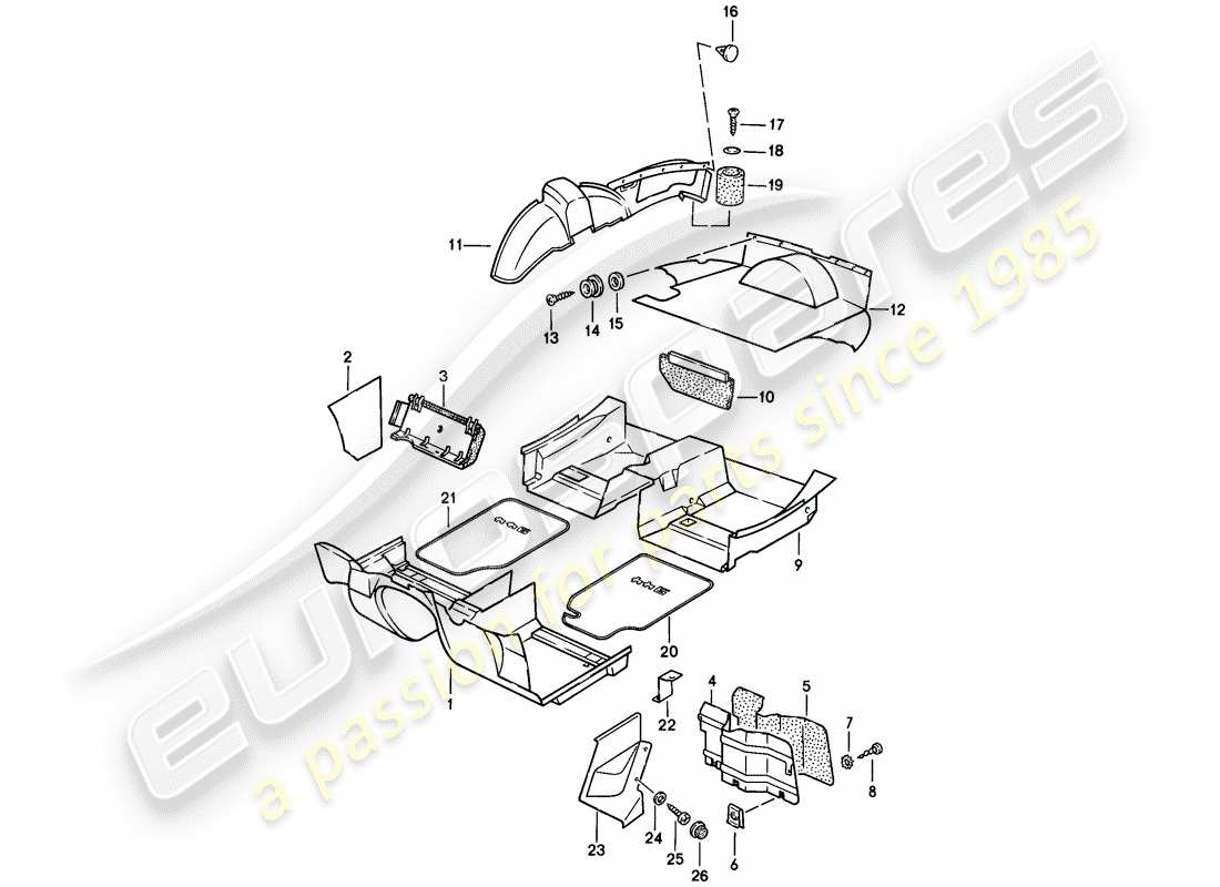 porsche 1984 (944) trims parts diagram