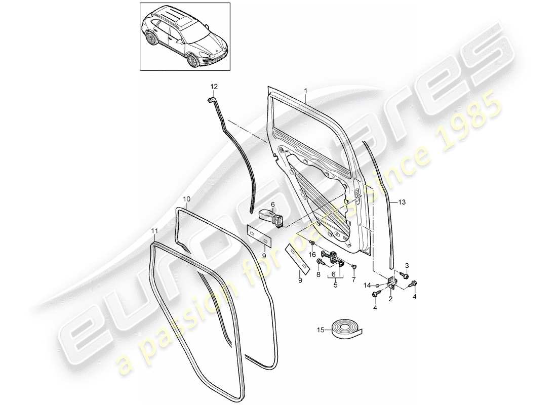 porsche 2011 (cayenne e2 92a) door shell part diagram