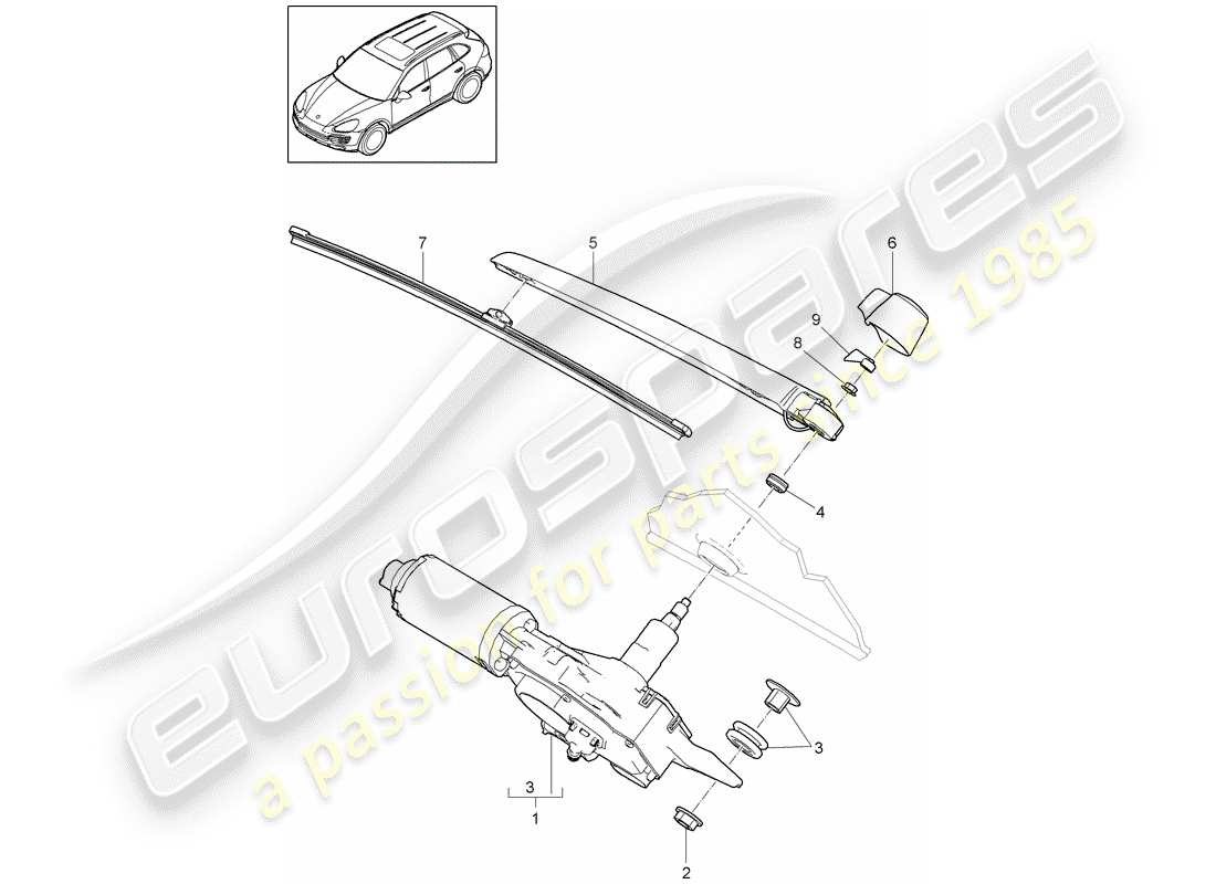 porsche 2011 (cayenne e2 92a) rear window wiper part diagram