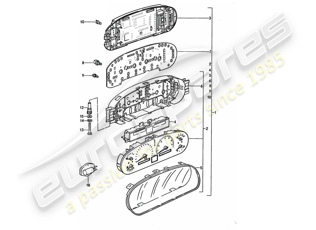 porsche 1995 (928) instrument cluster part diagram