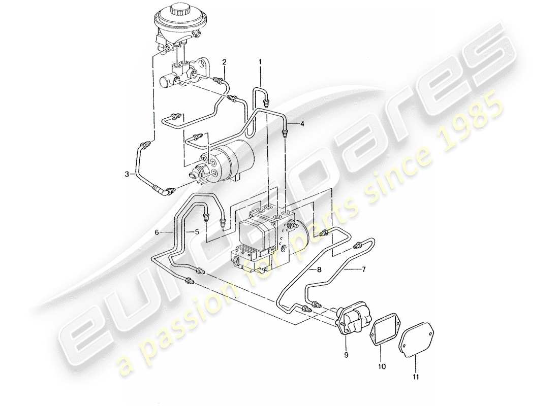 porsche boxster 986 (1999) brake line - front end - d - mj 2001>> part diagram