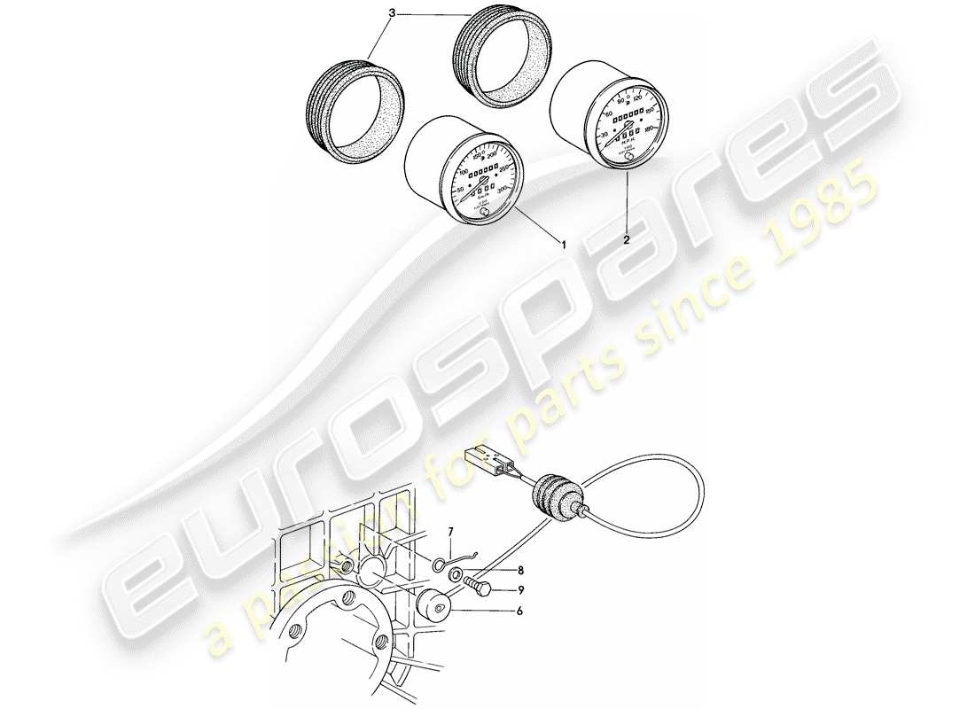 porsche 1985 (911) speedometer - 260 km/h part diagram