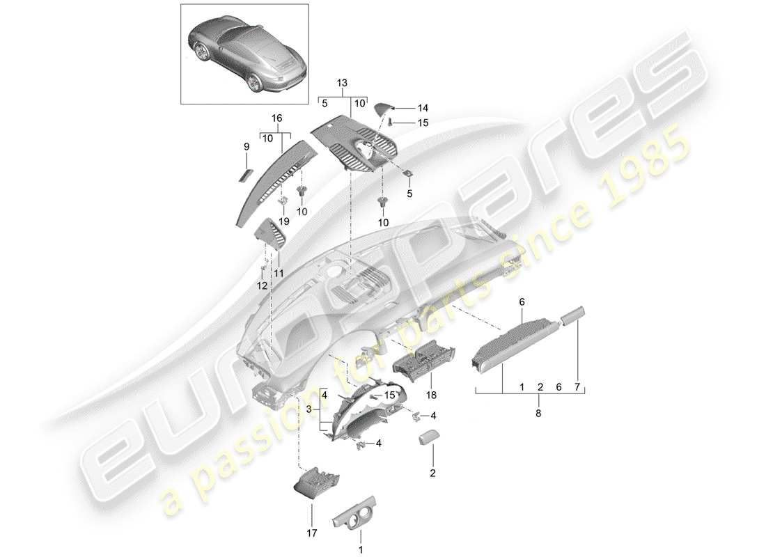 porsche 2014 (991-1) accessories part diagram