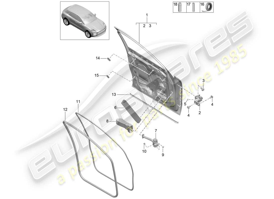 porsche 2019 (macan) door shell part diagram