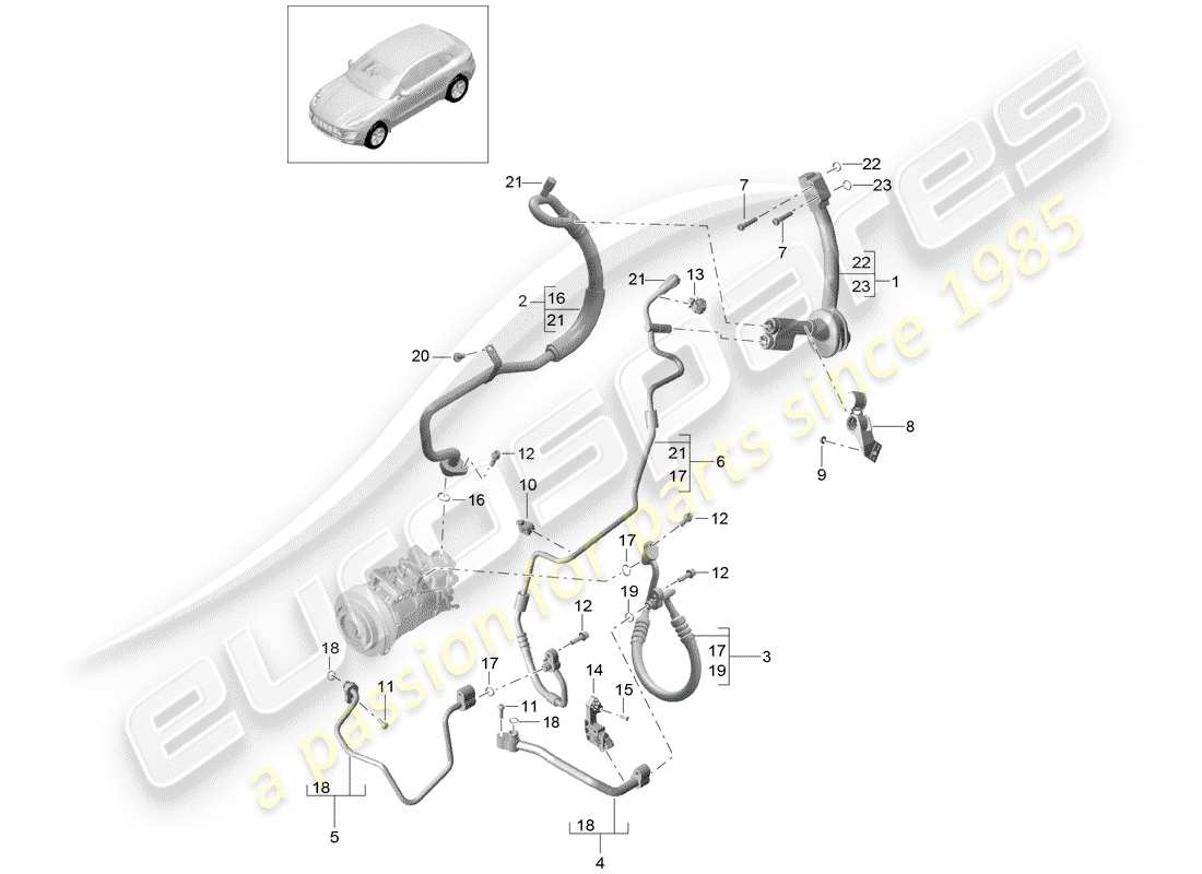 porsche macan (2018) refrigerant circuit part diagram
