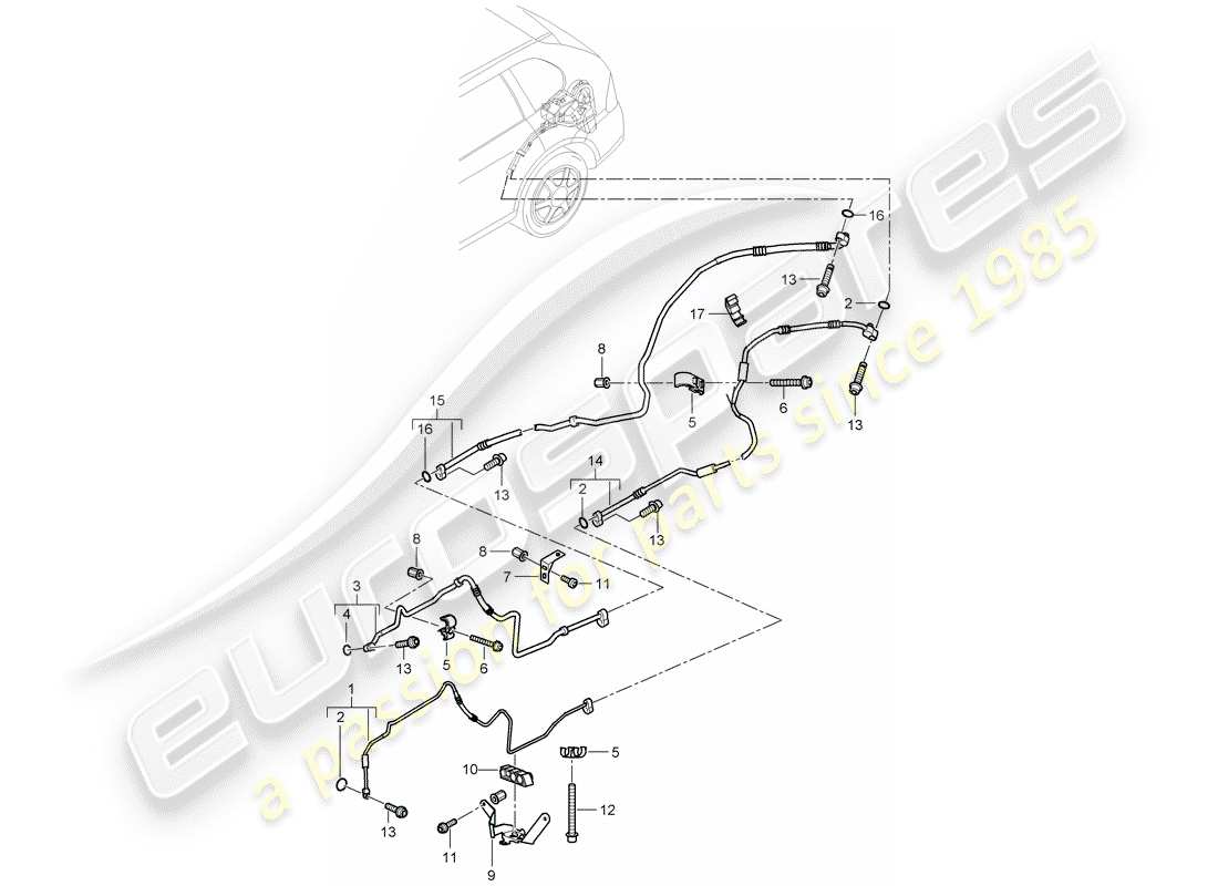 porsche cayenne (2003) refrigerant circuit part diagram