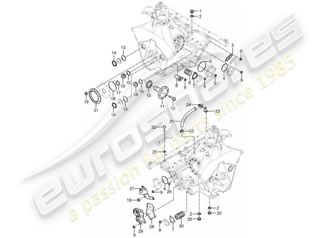 porsche 2005 (carrera gt) transmission case part diagram