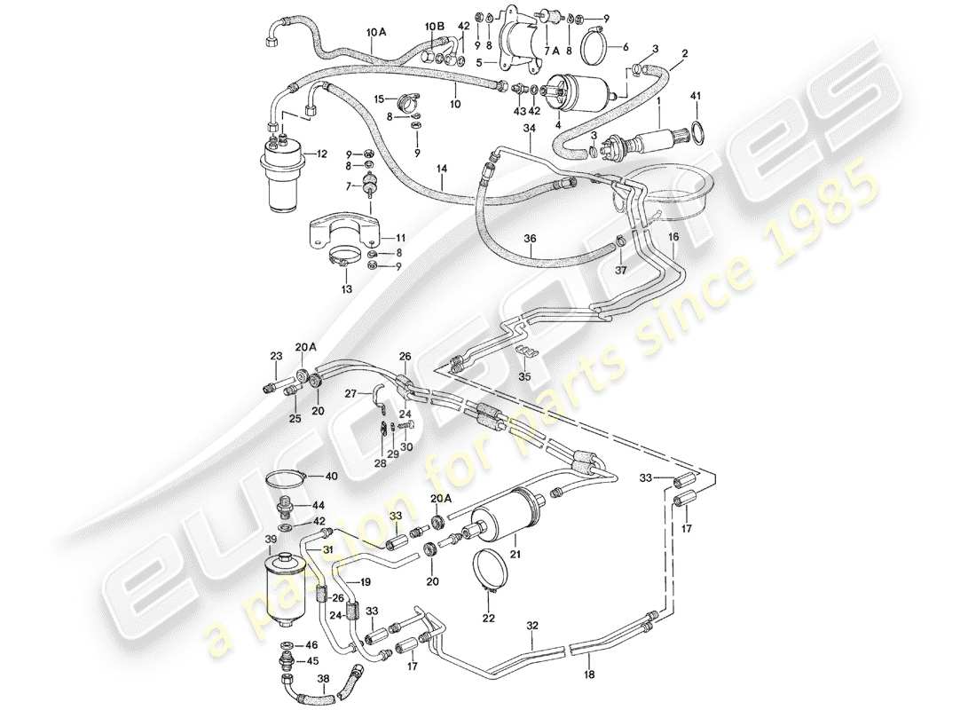 porsche 1979 (924) fuel system - f 92-49103 158>> - f 92-49400 051>> part diagram
