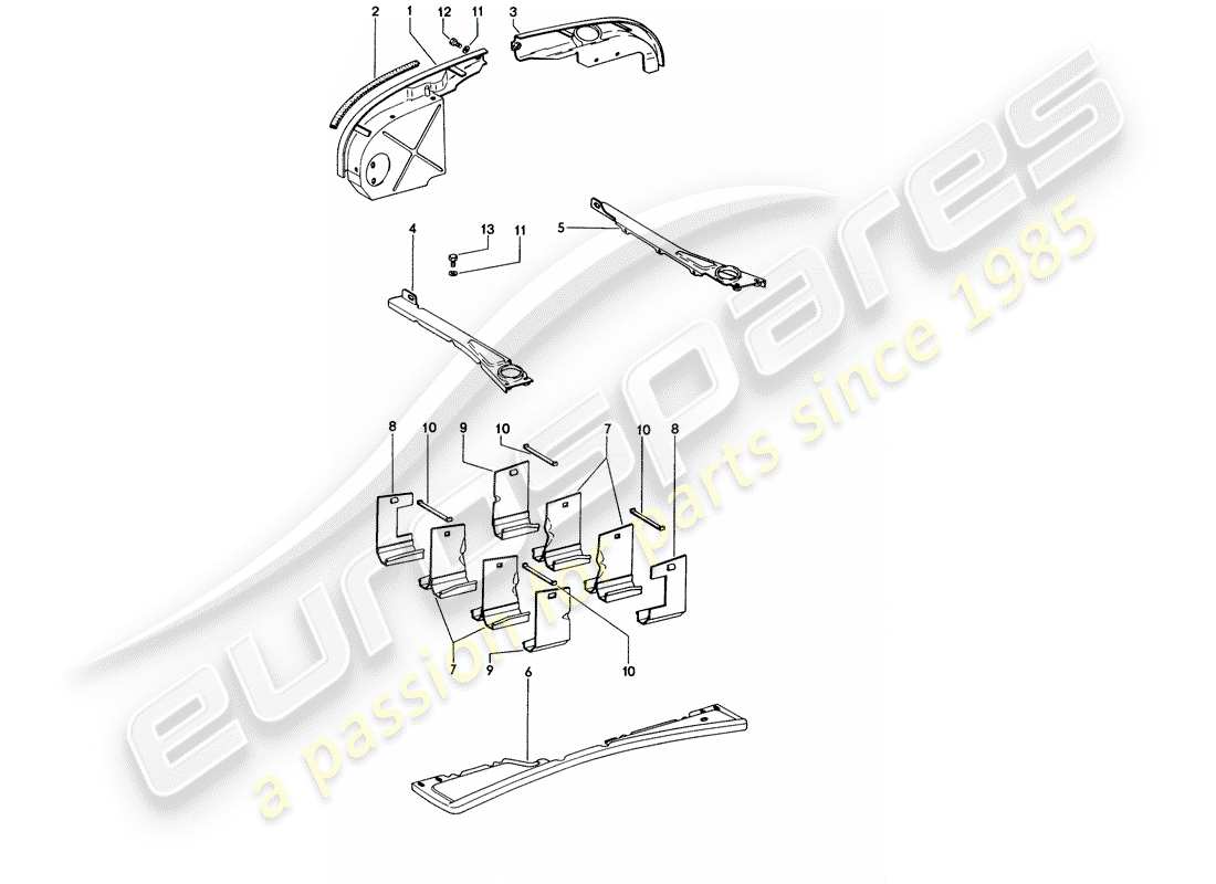 porsche 914 (1973) engine cover - air duct part diagram