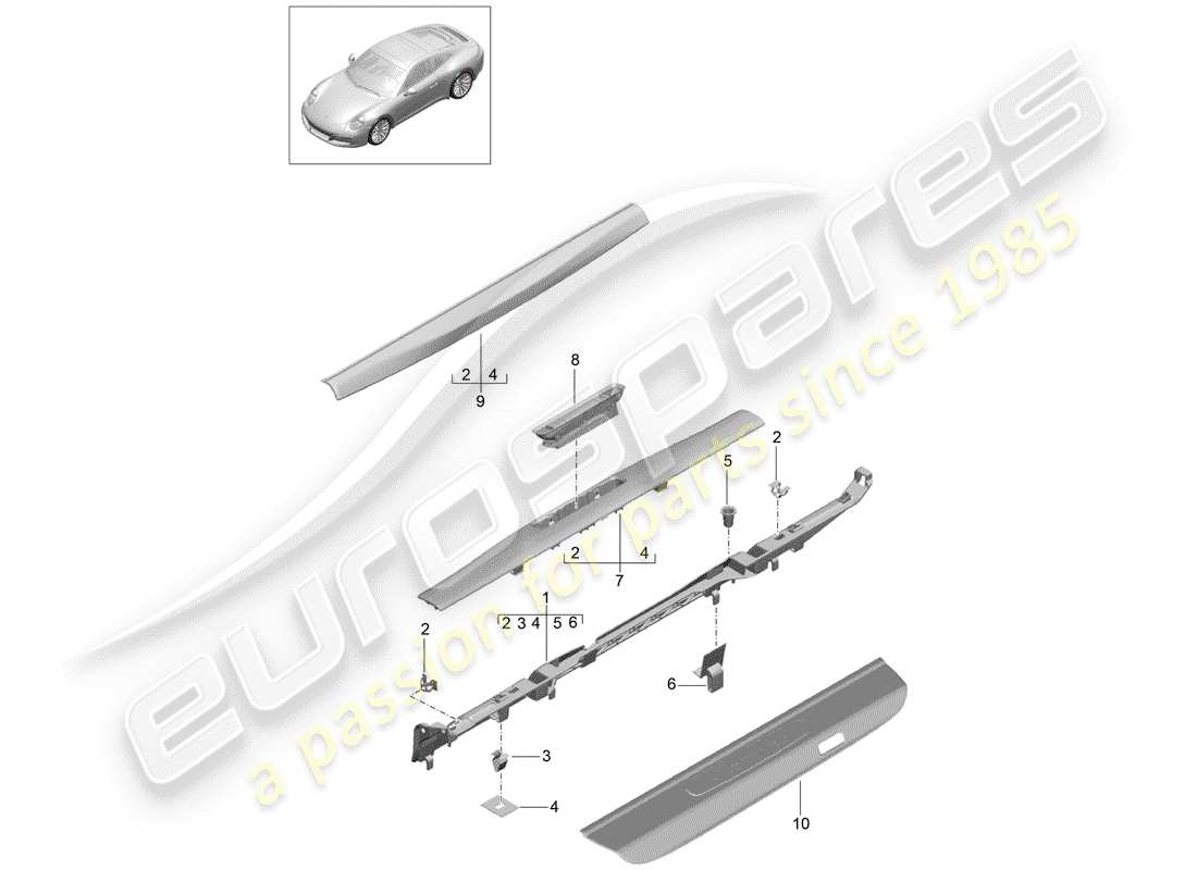 porsche 2017 (991-2) lining part diagram
