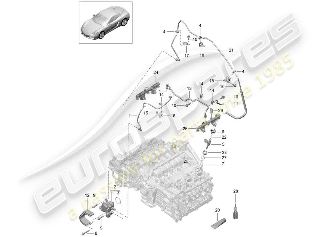 porsche 2014 (981 cayman) fuel collection pipe part diagram