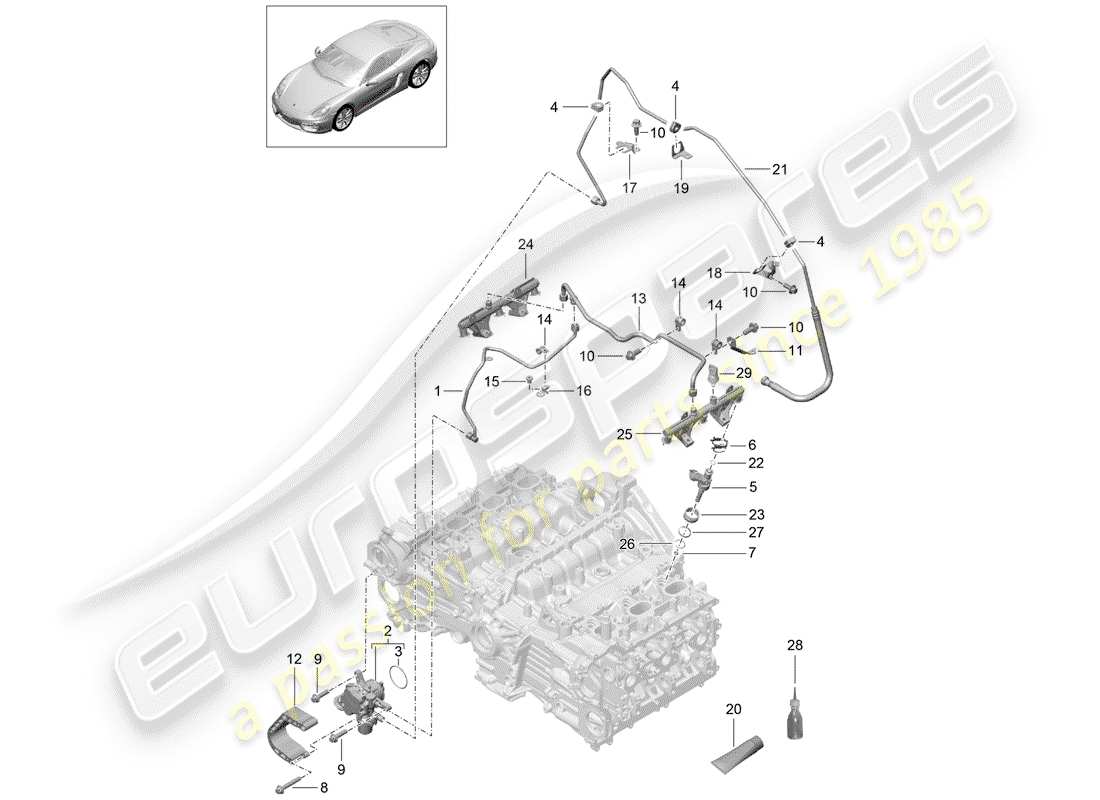 porsche cayman 981 (2014) fuel collection pipe part diagram