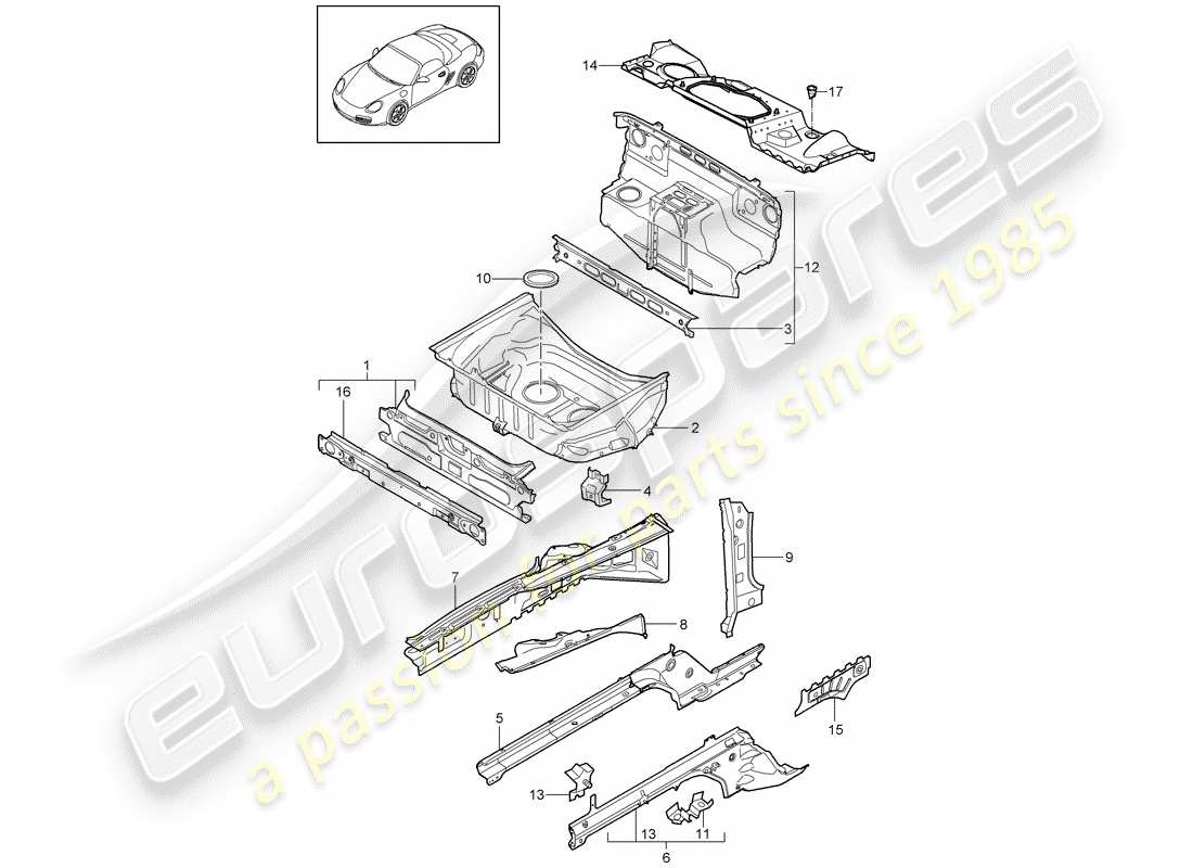 porsche 2011 (987 boxster) front end part diagram