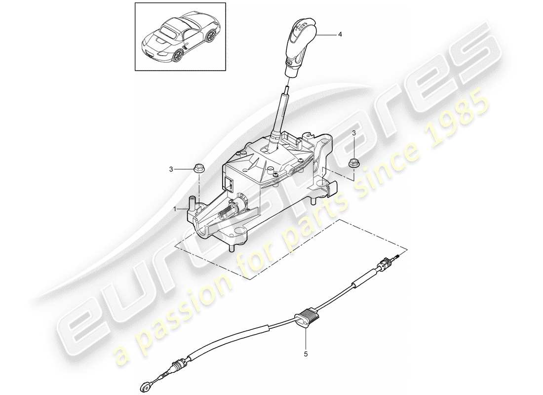 porsche boxster 987 (2012) selector lever part diagram