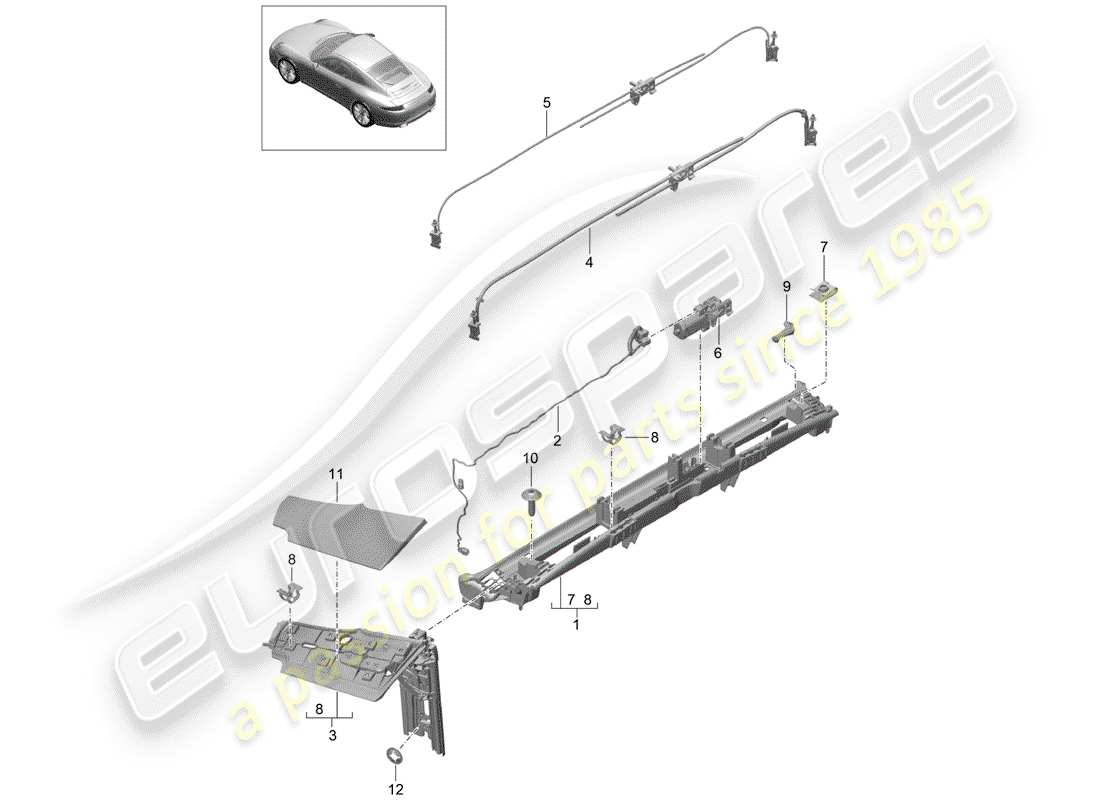 porsche 991 (2014) flap parts diagram
