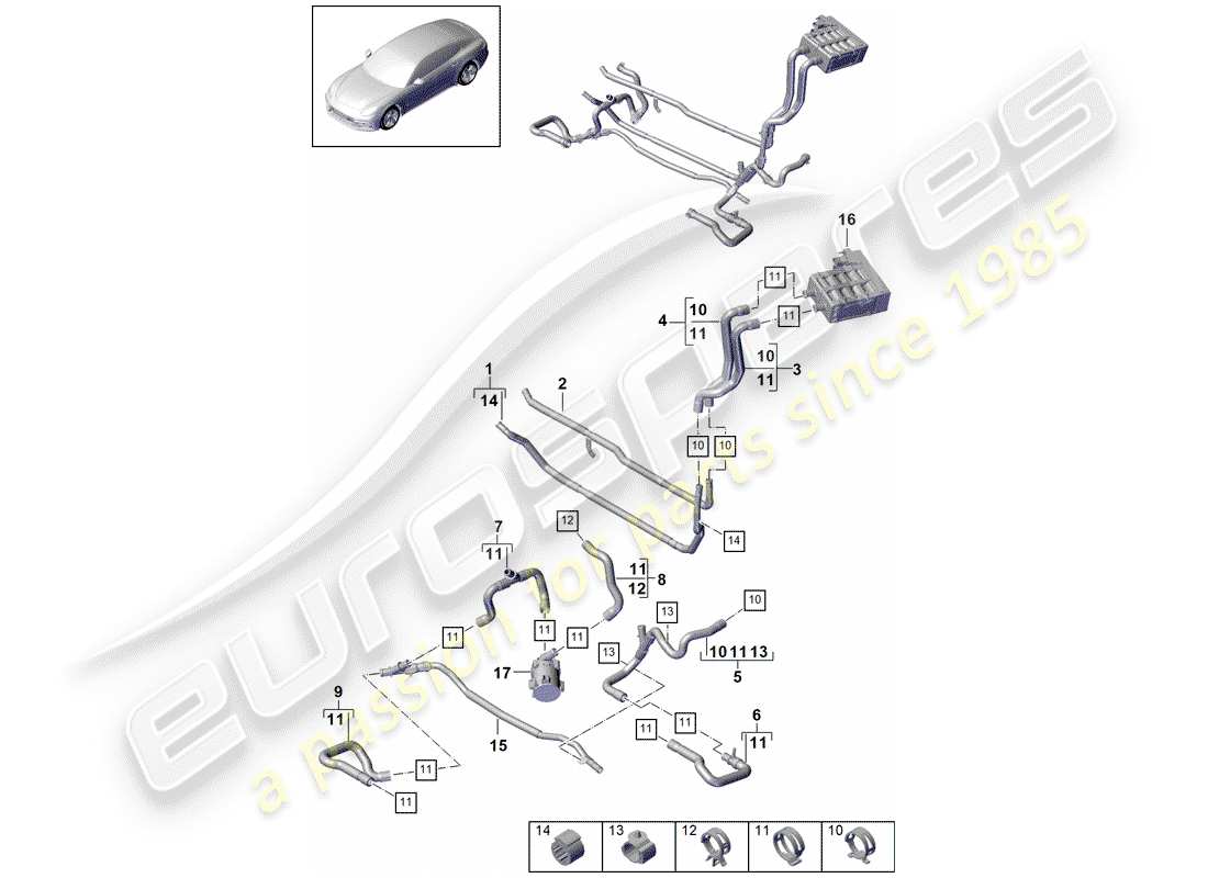 porsche panamera 971 (2017) heater parts diagram