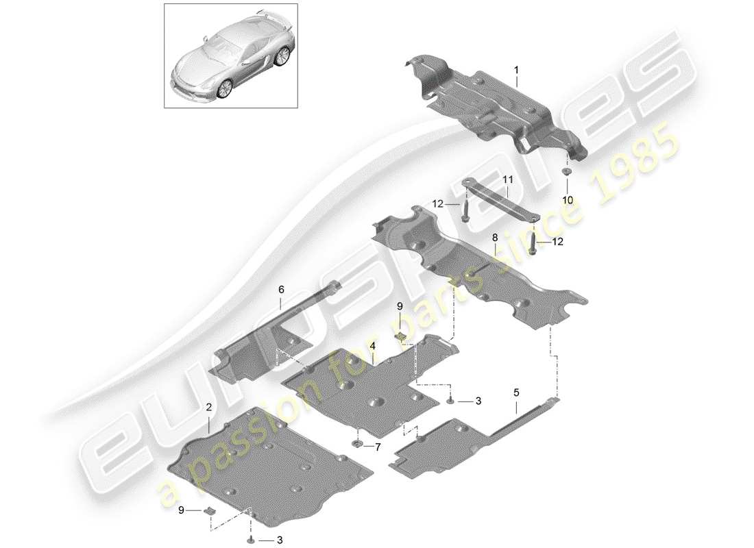 porsche 2016 (981 cayman gt4) lining part diagram