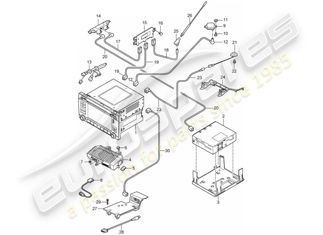 porsche 2009 (987 cayman) operating unit part diagram