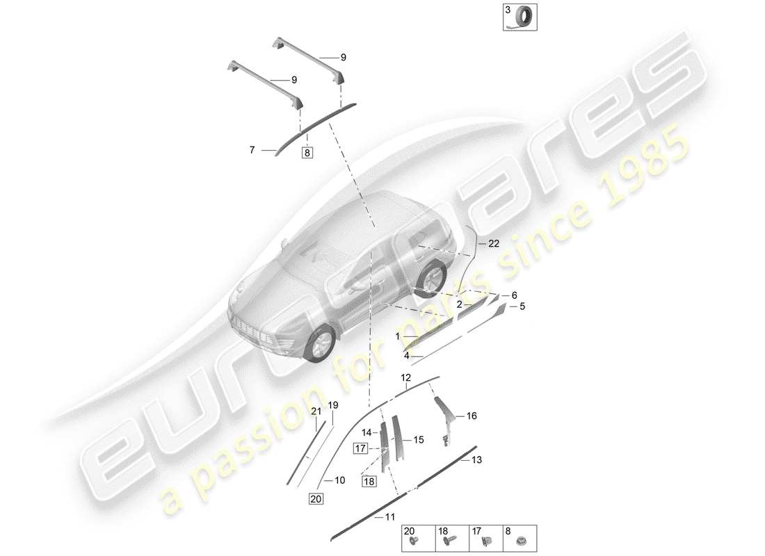 porsche 2019 (macan) bezel part diagram