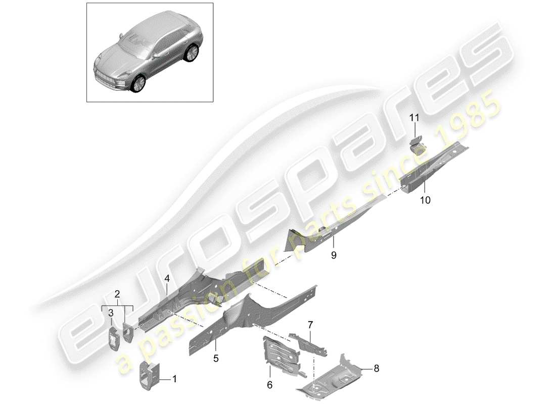 porsche 2019 (macan) front end part diagram