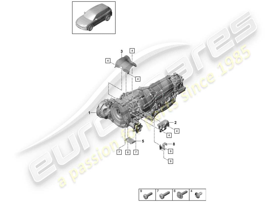porsche 2018 (cayenne e3 9ya/9yb) electric motor part diagram