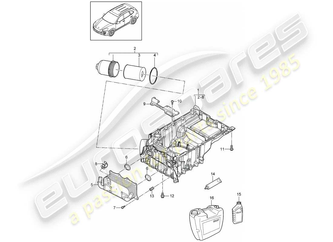 porsche 2011 (cayenne e2 92a) oil-conducting housing part diagram