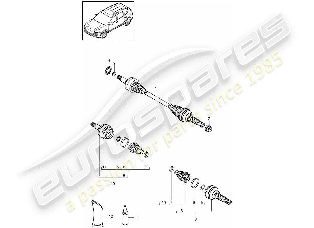 porsche cayenne e2 (2015) drive shaft parts diagram