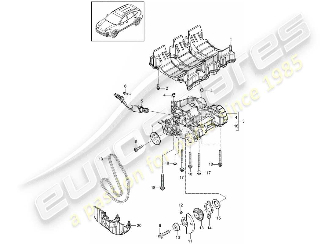 porsche 2012 (cayenne e2 92a) oil baffle plate part diagram