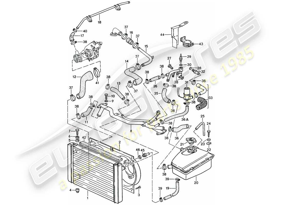 porsche 1991 (944) water cooling part diagram