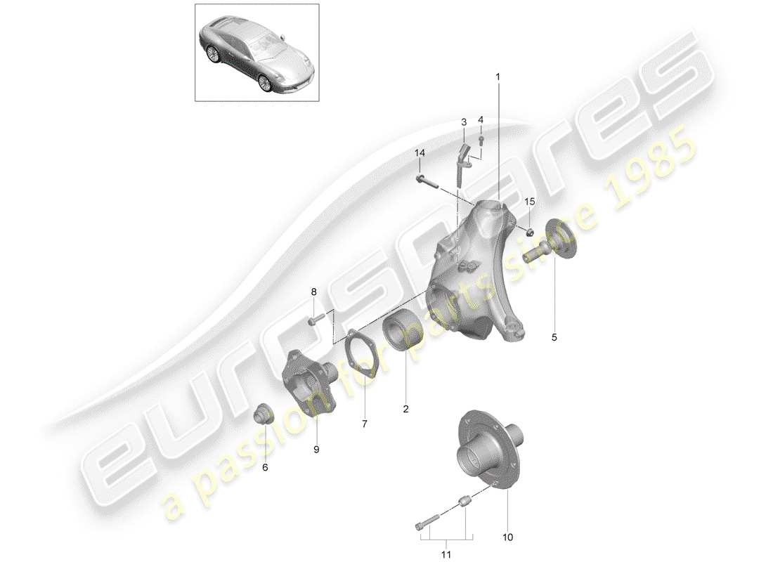 porsche 2020 (991-2) wheel carrier part diagram
