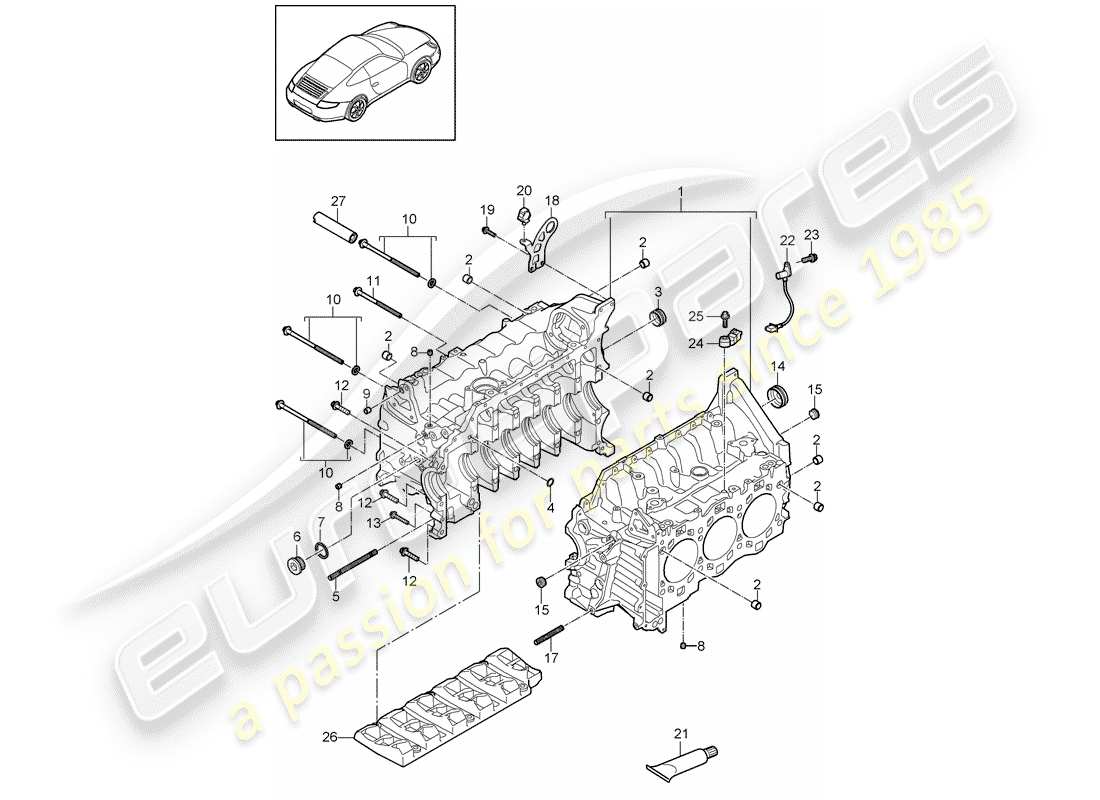 porsche 2009 (997-2) crankcase part diagram