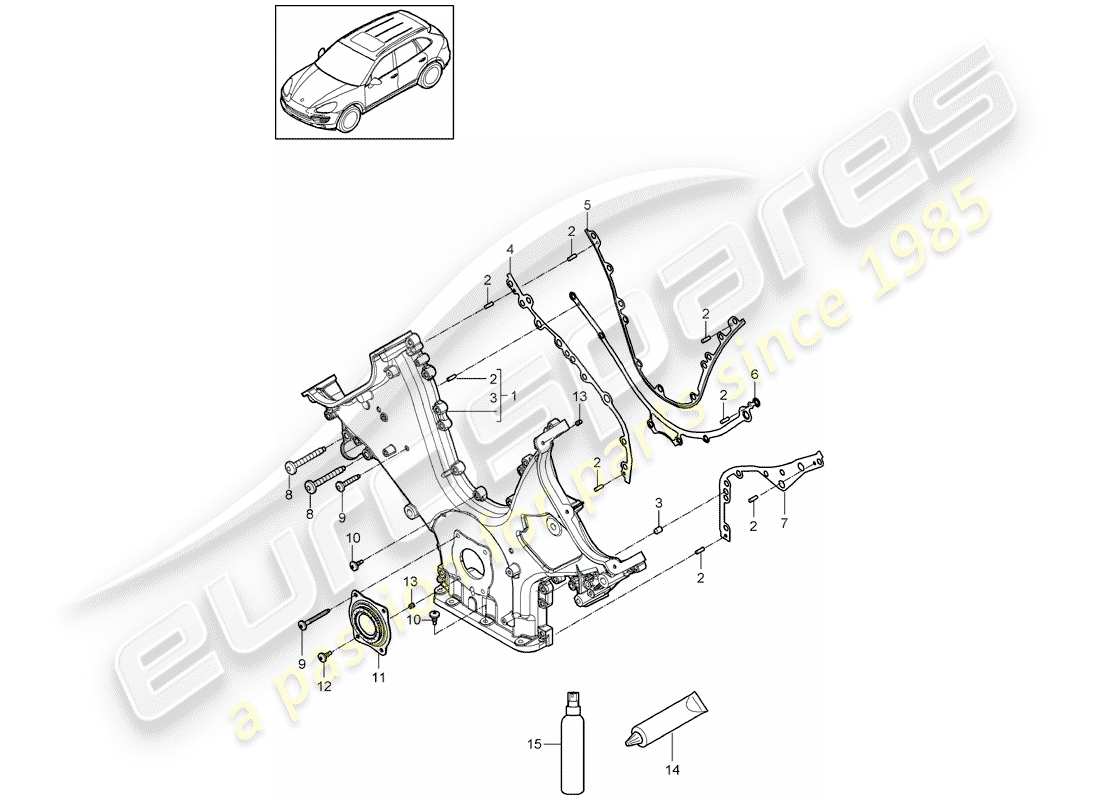 porsche 2012 (cayenne e2 92a) cover for timing chain part diagram