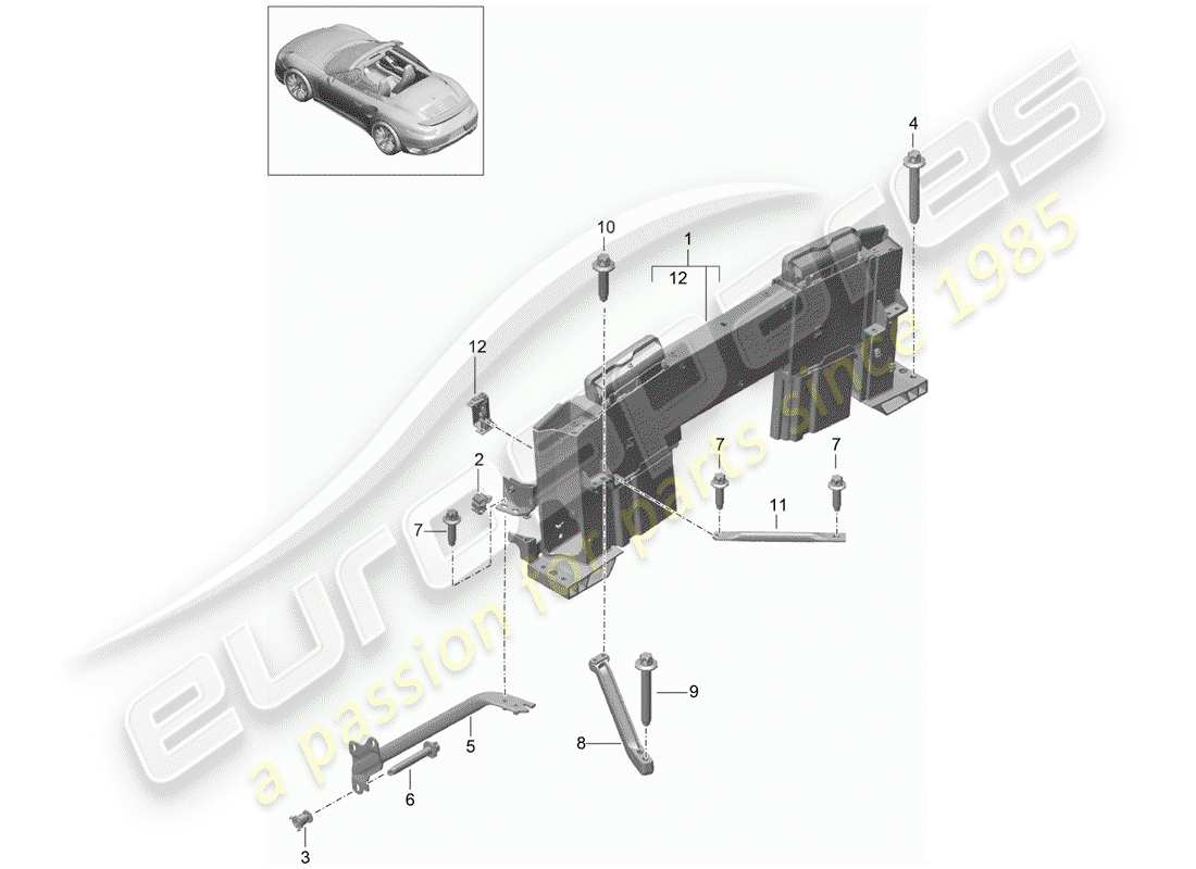 porsche 2015 (991-1 turbo) roll bar part diagram