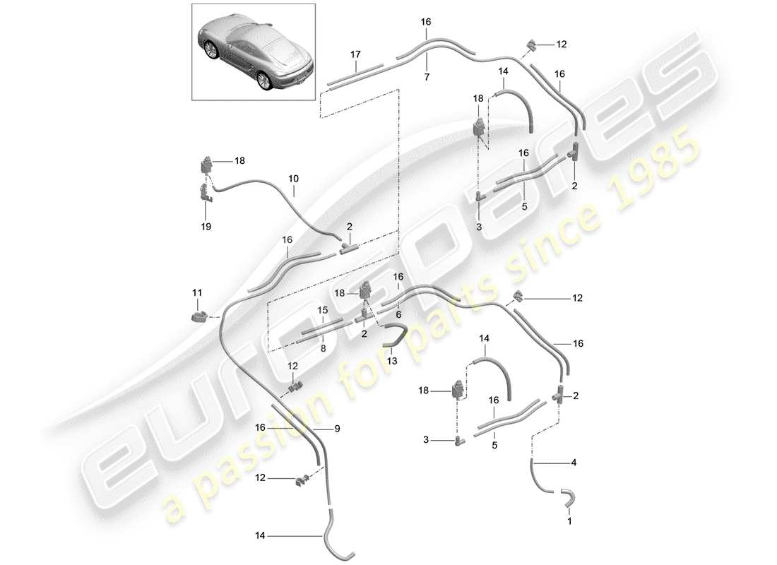 porsche cayman 981 (2014) vacuum system part diagram