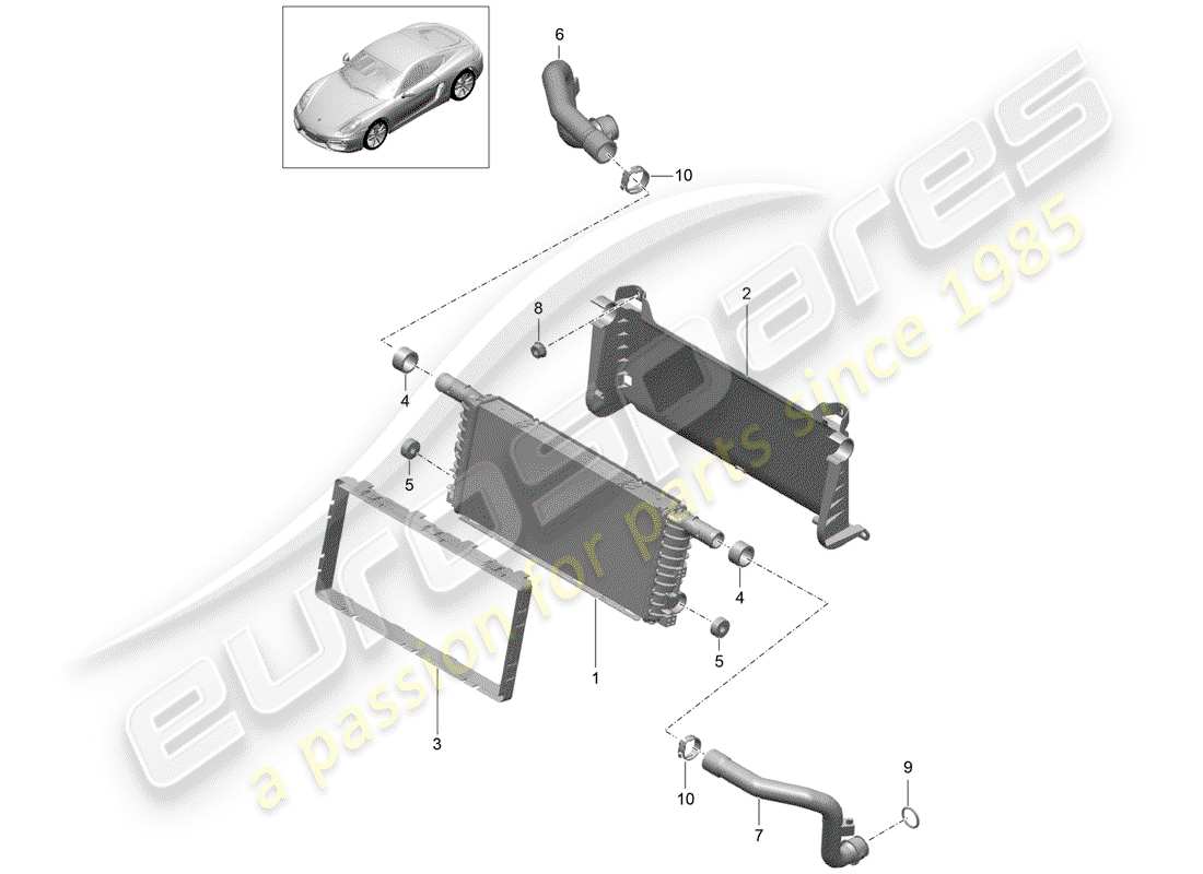porsche 2014 (981 cayman) radiator part diagram