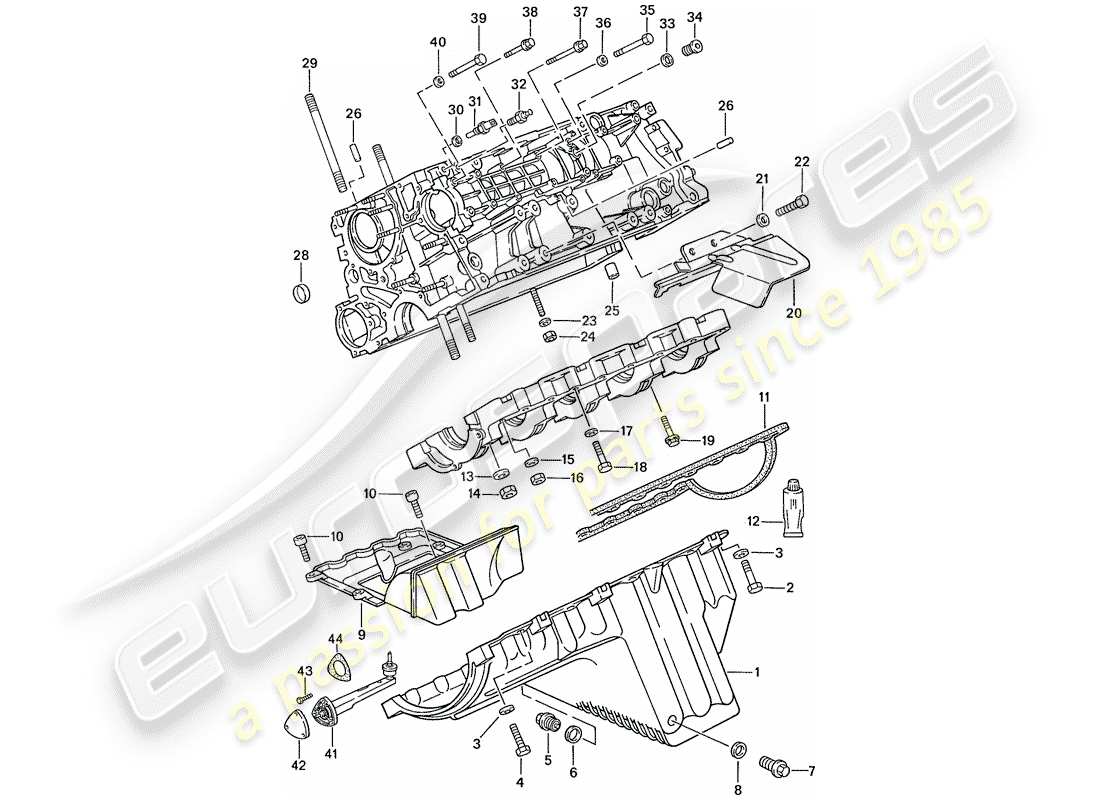porsche 1991 (944) crankcase - fasteners - repair set for maintenance - see illustration: part diagram