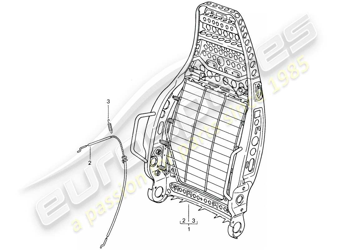 porsche 1987 (959) sports seat - backrest frame parts diagram