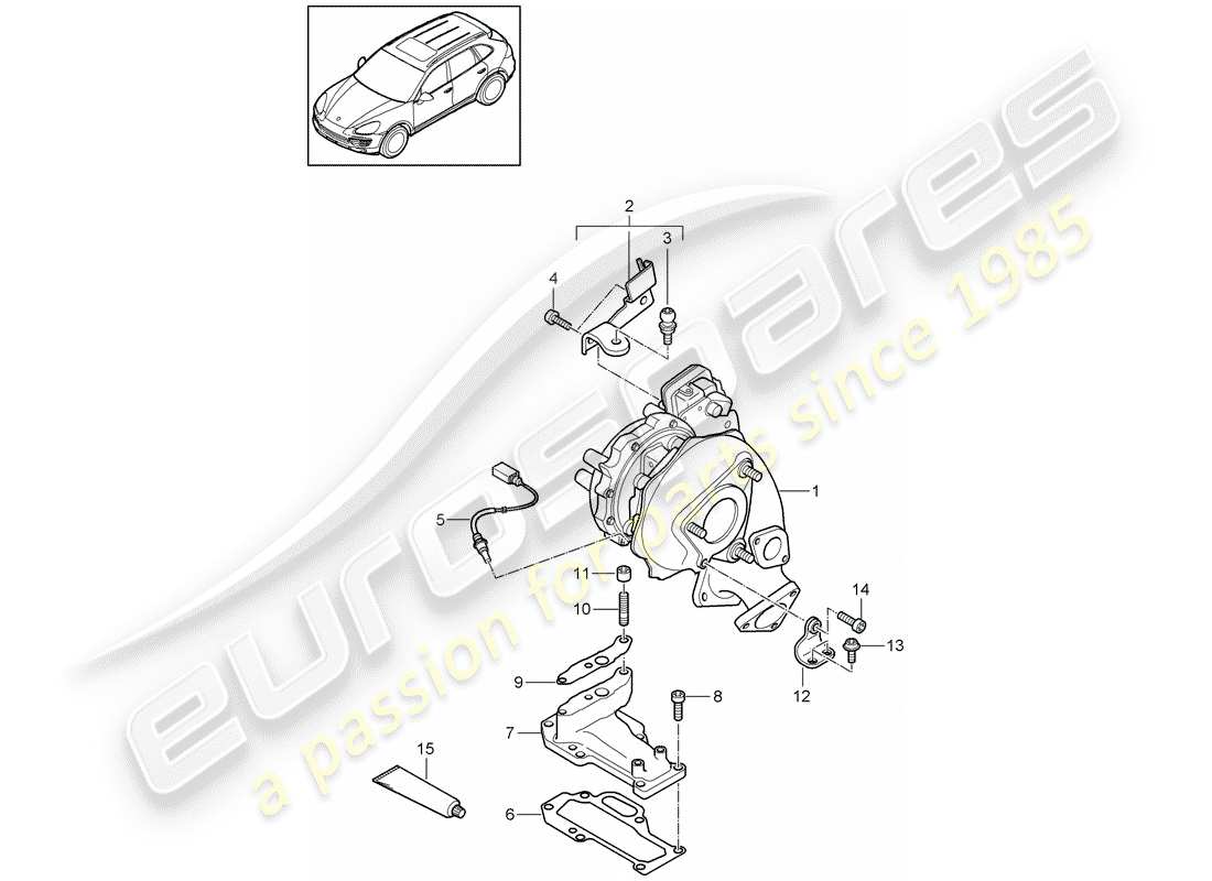 porsche 2016 (cayenne e2 92a) exhaust gas turbocharger part diagram