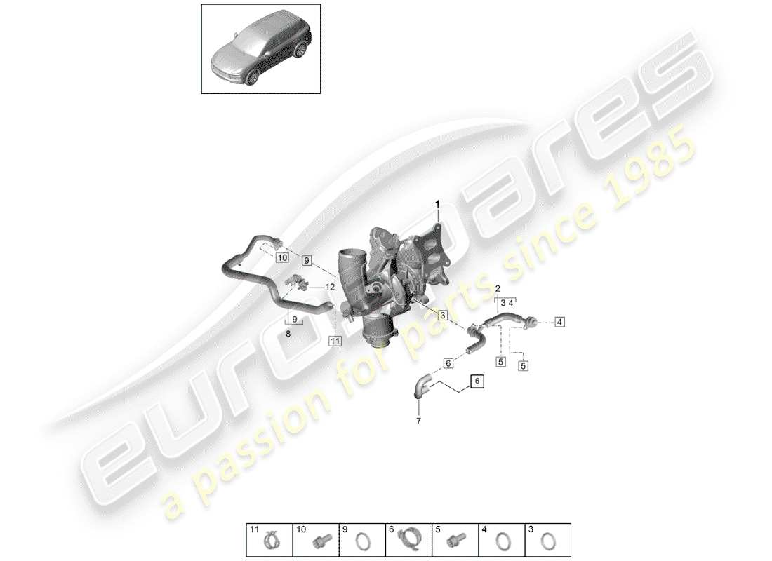 porsche 2018 (cayenne e3 9ya/9yb) water cooling for part diagram