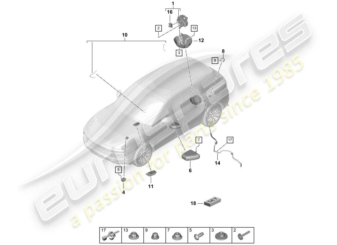 porsche 2018 (cayenne e3 9ya/9yb) compressor part diagram