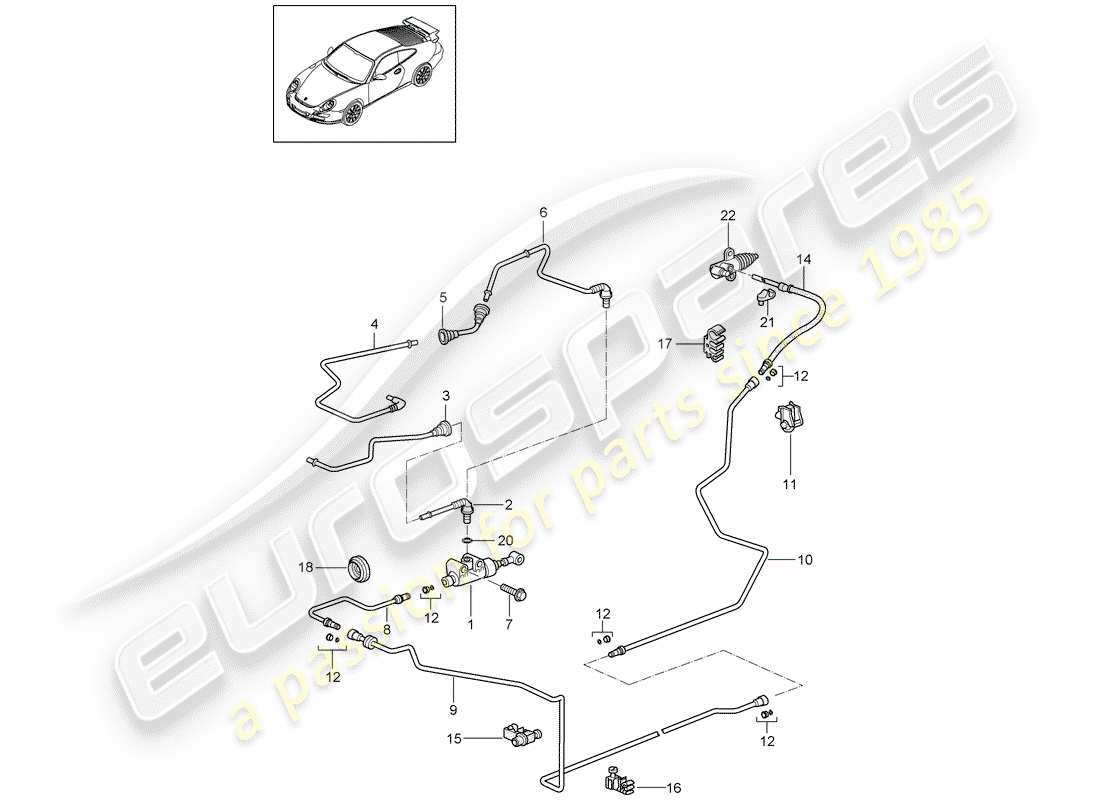 porsche 997 gt3 (2007) hydraulic clutch part diagram