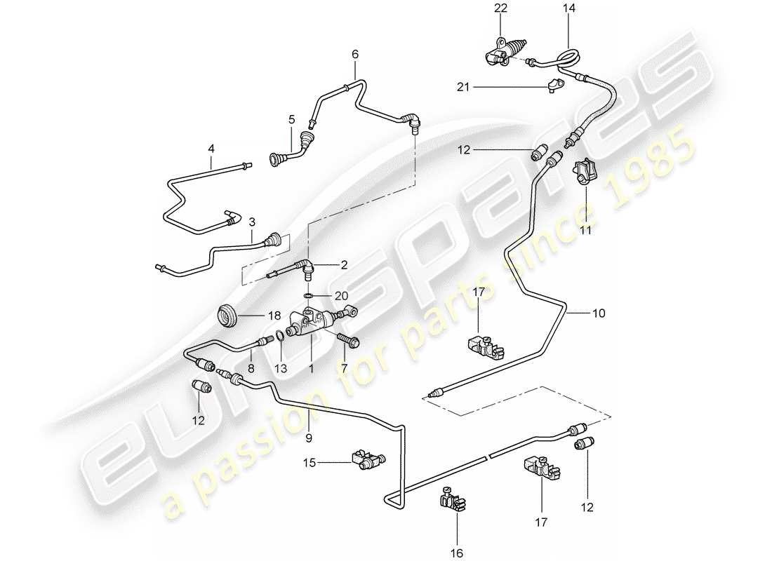porsche 2008 (997-1 gt3) hydraulic clutch part diagram