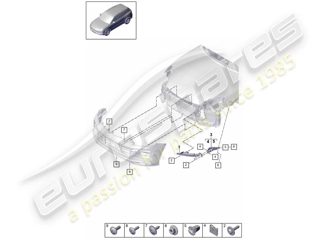 porsche 2019 (cayenne e3 9ya/9yb) fasteners part diagram