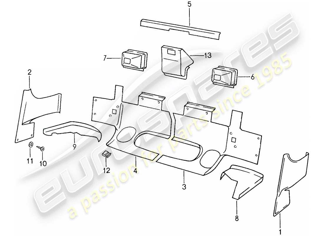 porsche 1988 (959) heat deflector - bumper part diagram