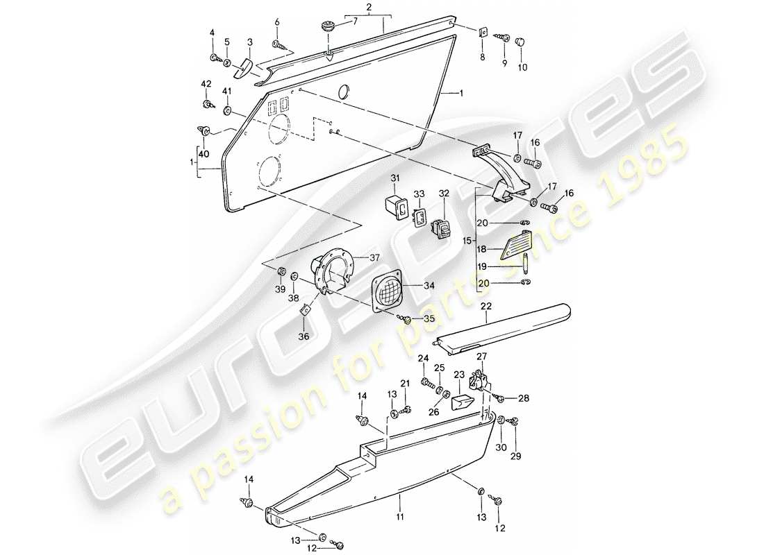 porsche 1988 (959) door panel part diagram