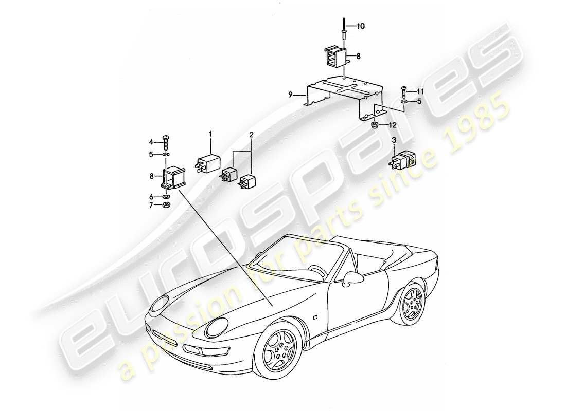 porsche 1994 (968) relay - for - convertible top control part diagram