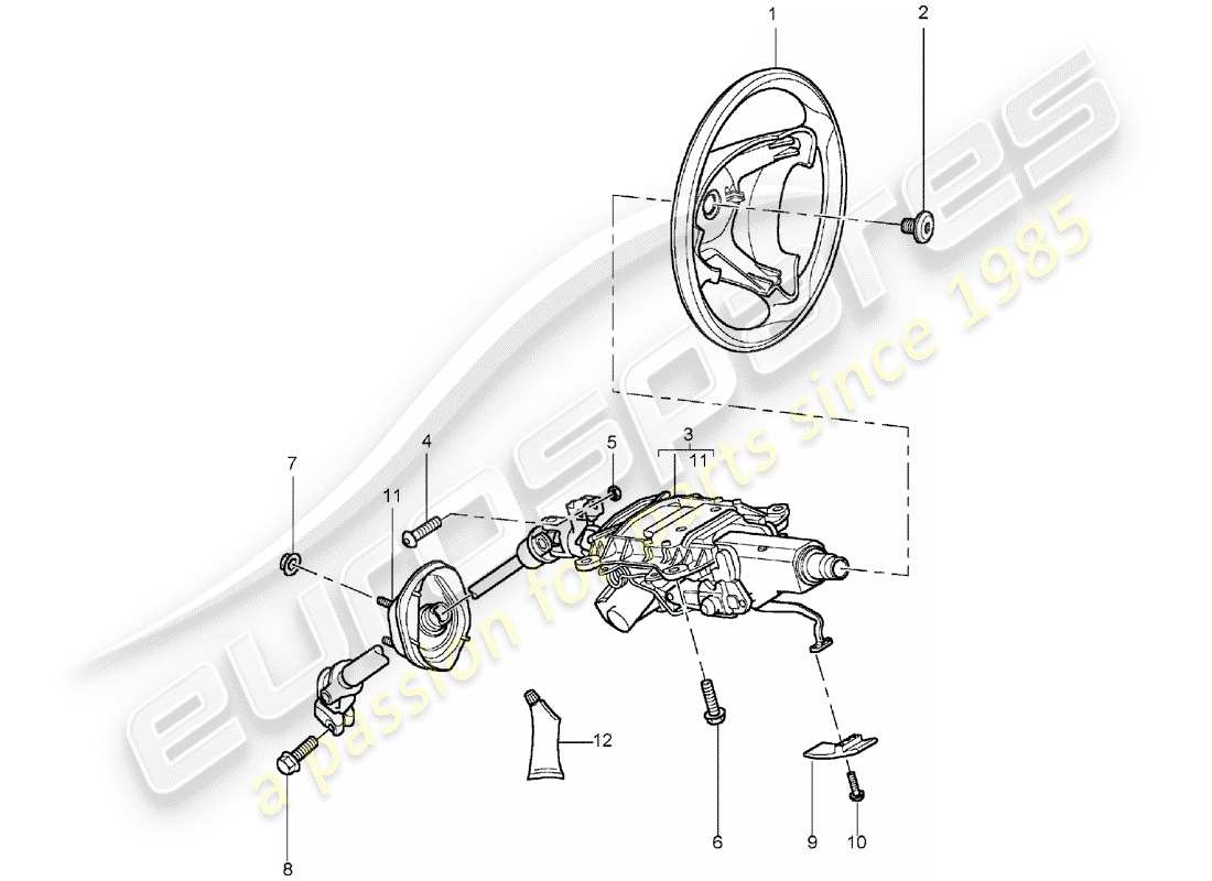 porsche 2003 (cayenne e1 9pa) steering wheel part diagram