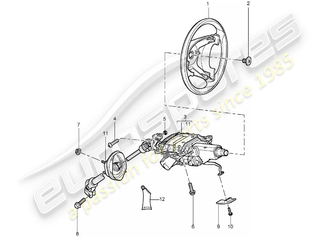 porsche cayenne (2003) steering wheel part diagram