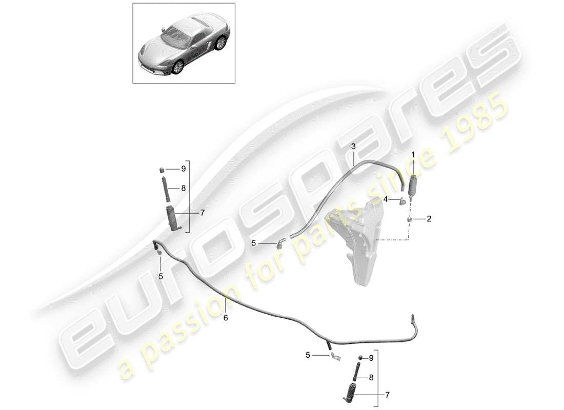 porsche 2018 (718 boxster) headlight washer system part diagram