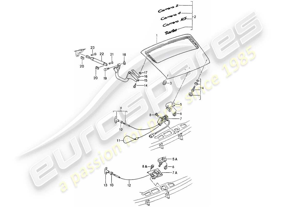 porsche 1991 (964) cover parts diagram